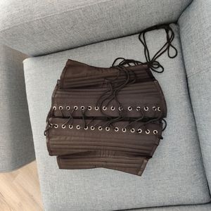 Black corset steel ribbed